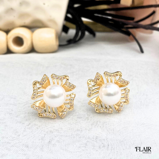 Flower Pearl Studs