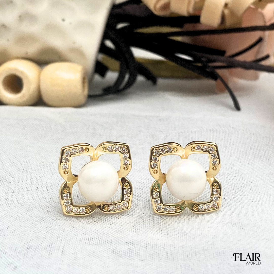 Square Pearl Studs