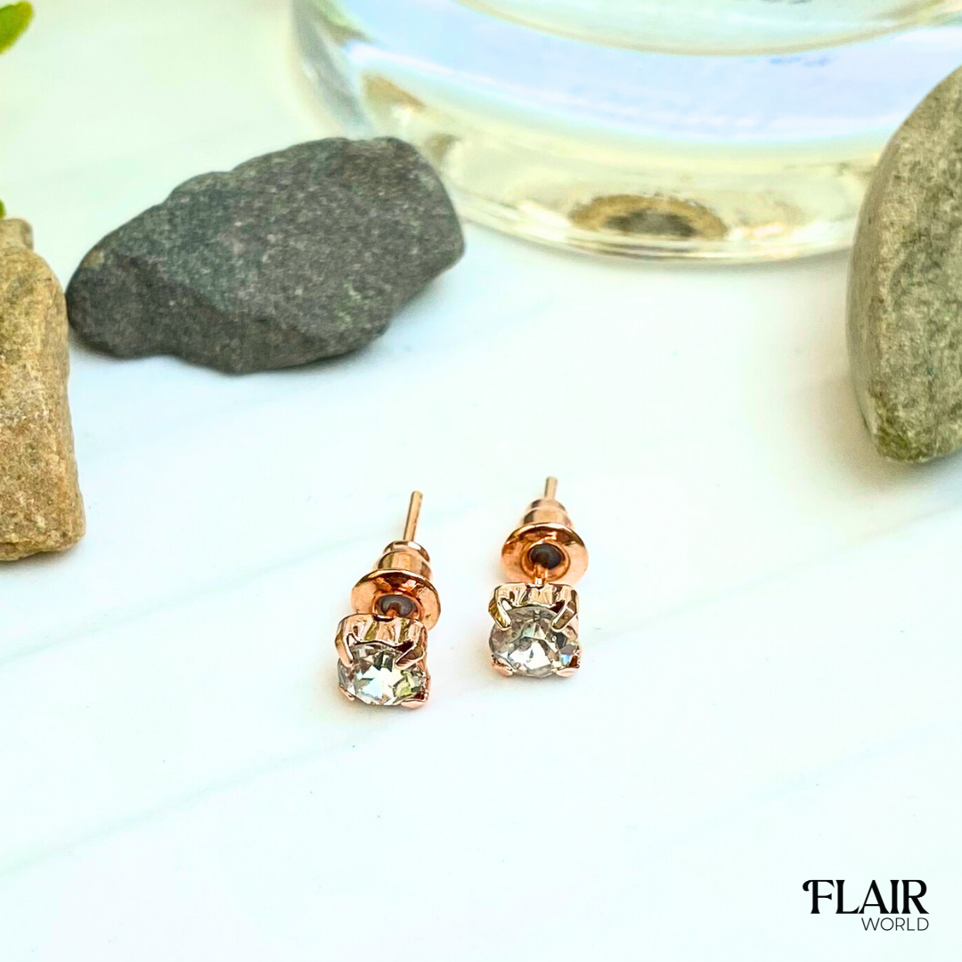 Gold Square Crystal Studs