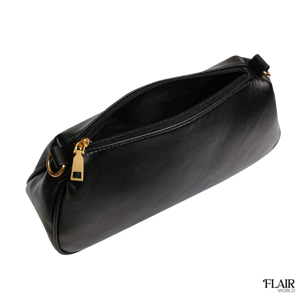 Krestine Dark Black Baguette Bag