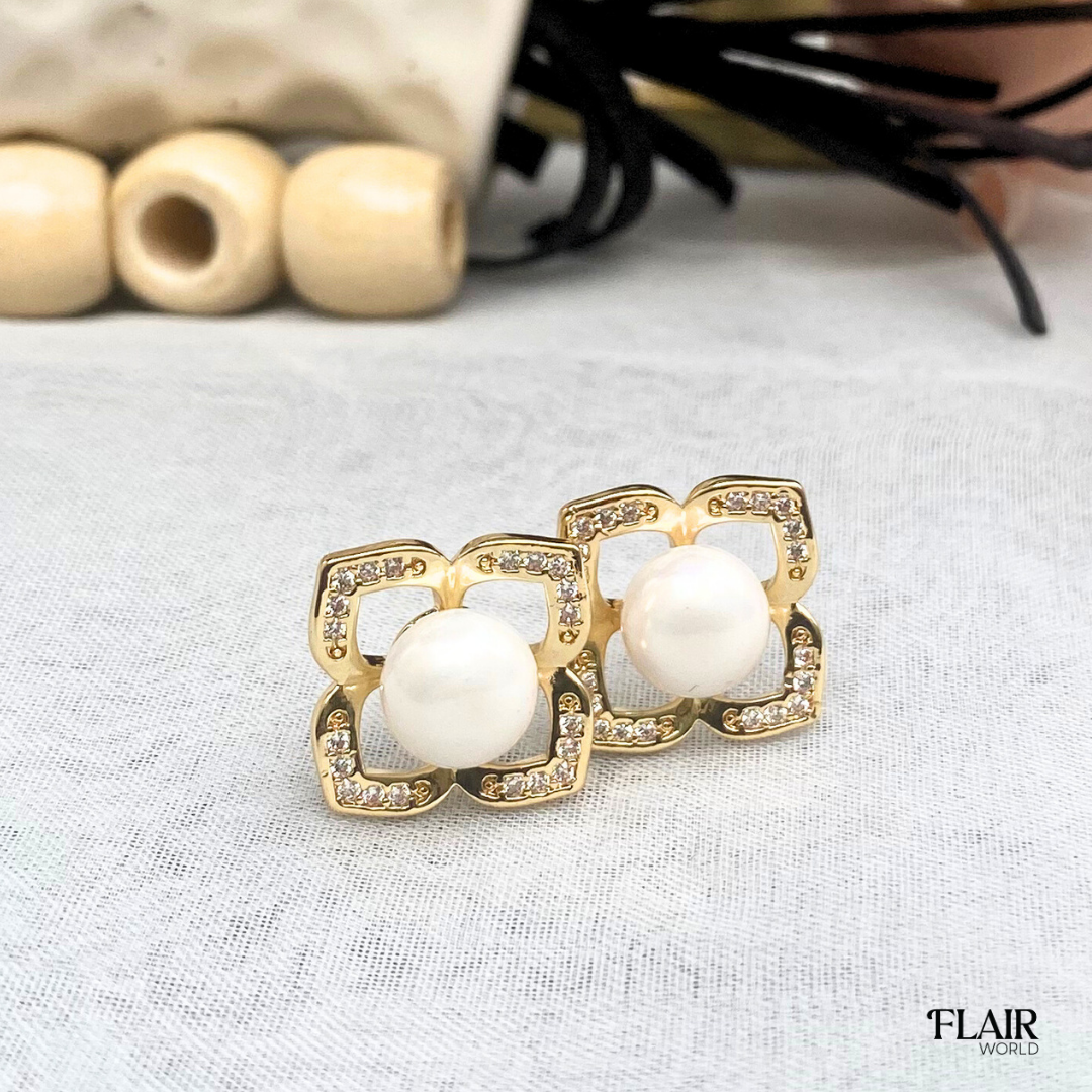 Square Pearl Studs