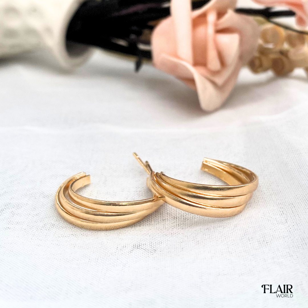 Gold Coil Tripple Hoops