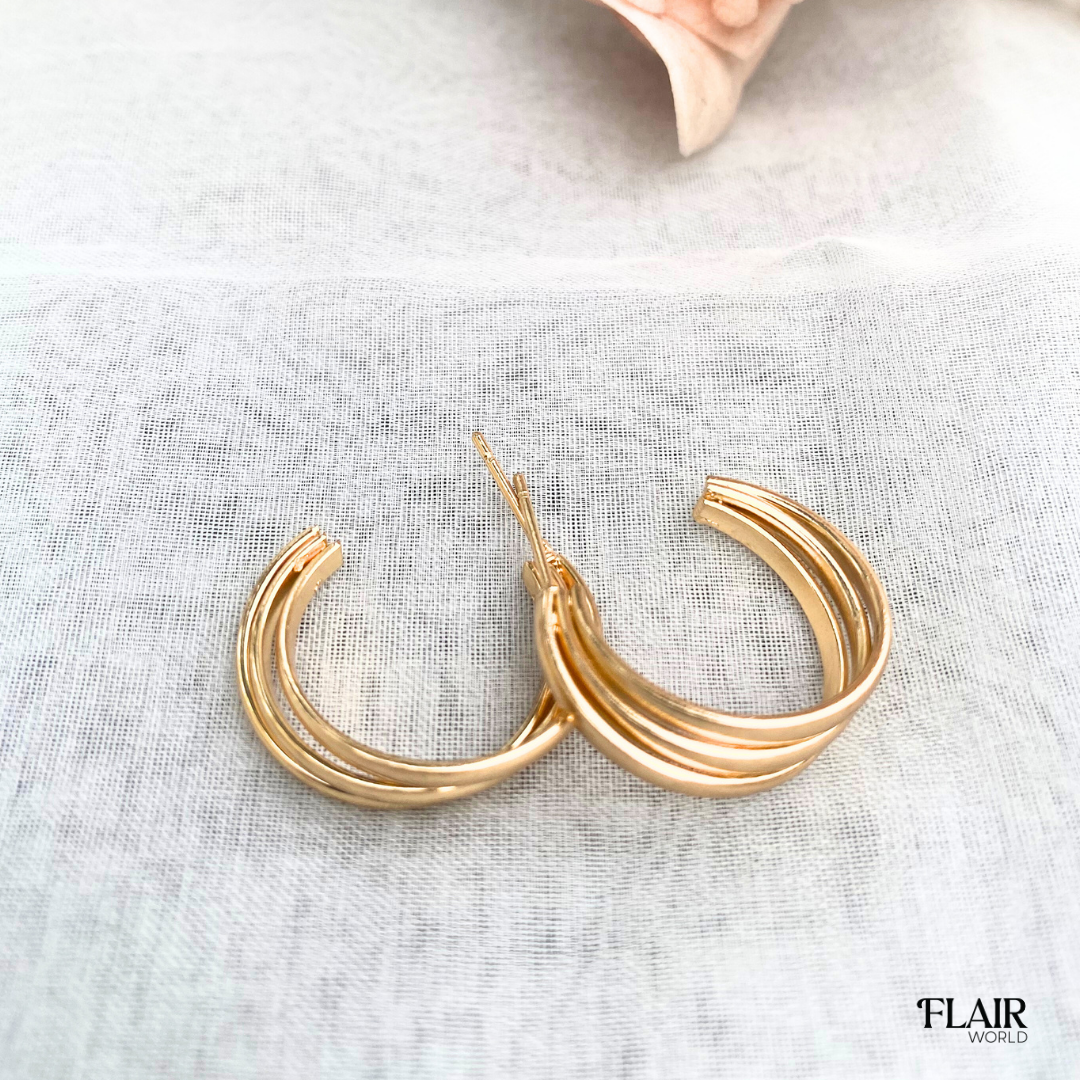 Gold Coil Tripple Hoops