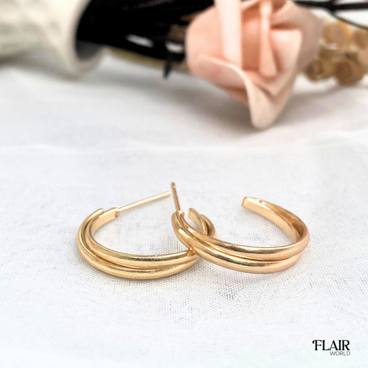 Gold Coil Double Hoops