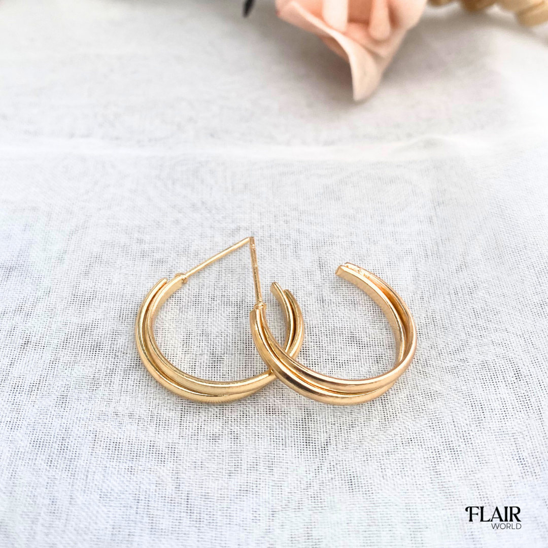 Gold Coil Double Hoops