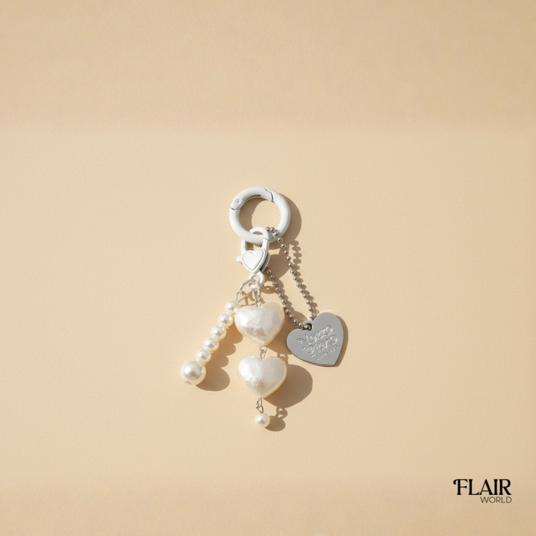 White Crystal Heart Bag Charm