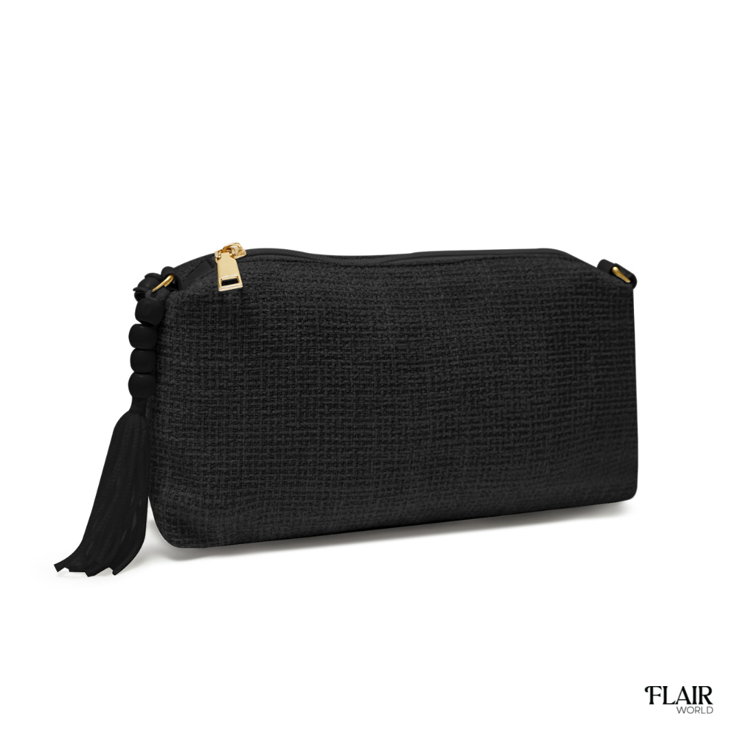 Ellen Black Baguette Jute Bag