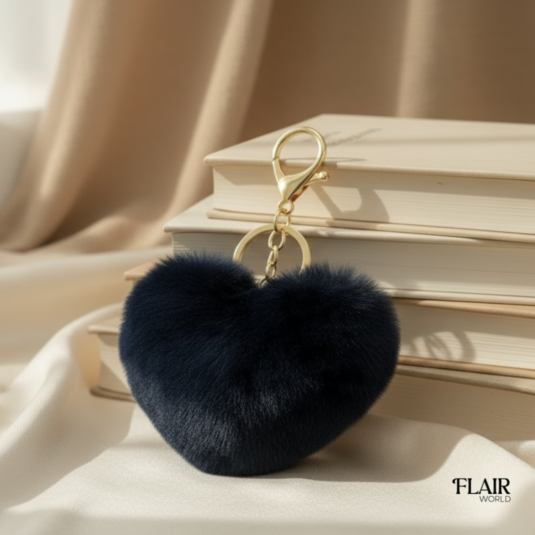 Black Heart Plush Bag Charm