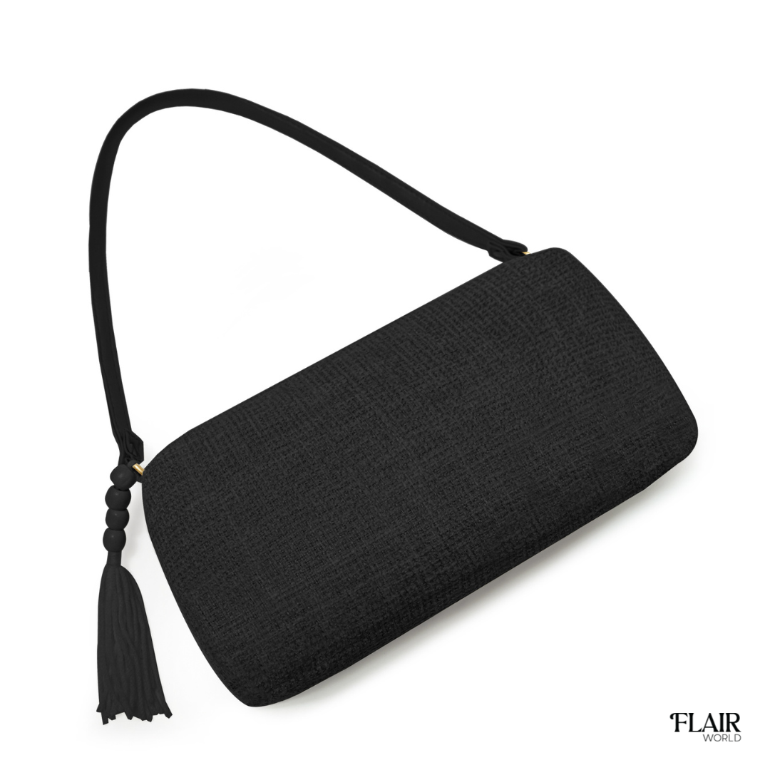 Ellen Black Baguette Jute Bag