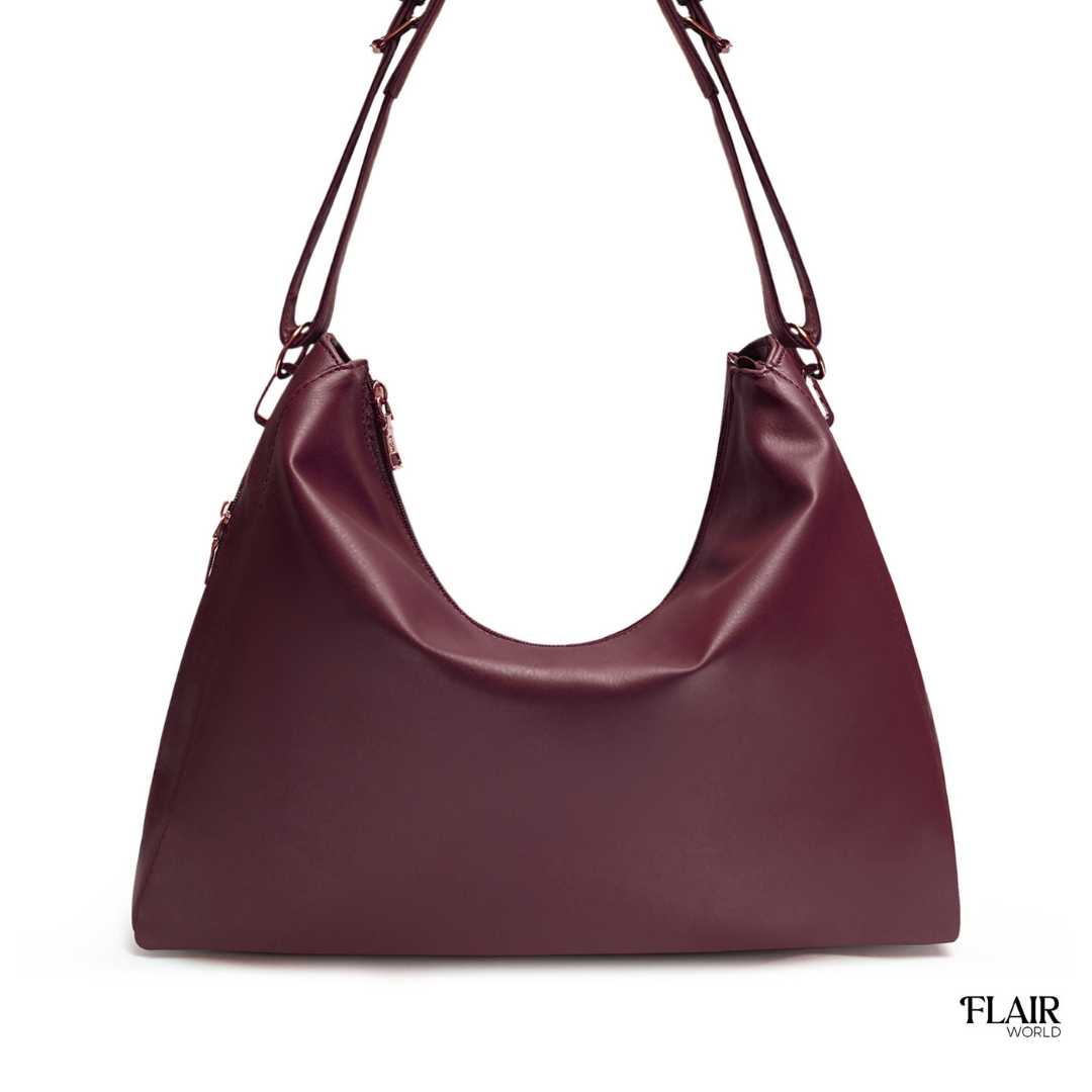 Isabella Burgundy Slouch Tote Bag