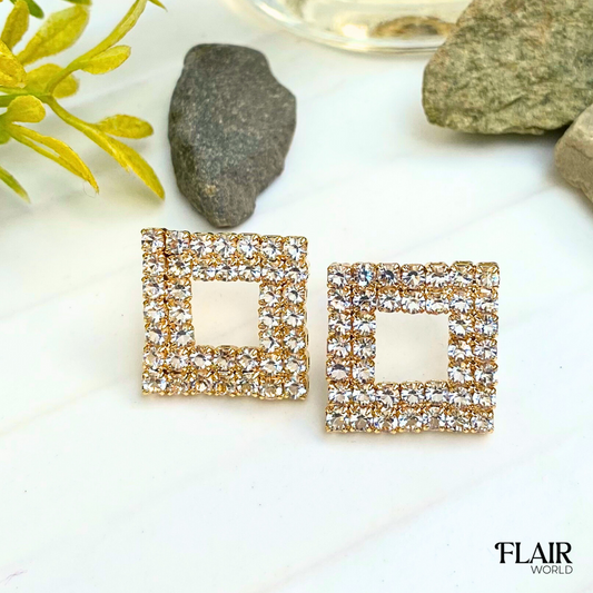Square Crystal Studs