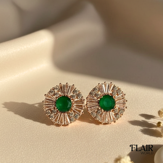Ferris Round Green Studs