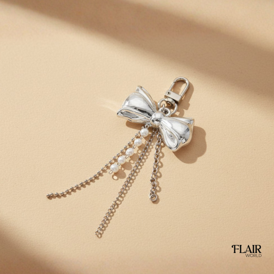 Silver Bow Tie Bag Charm