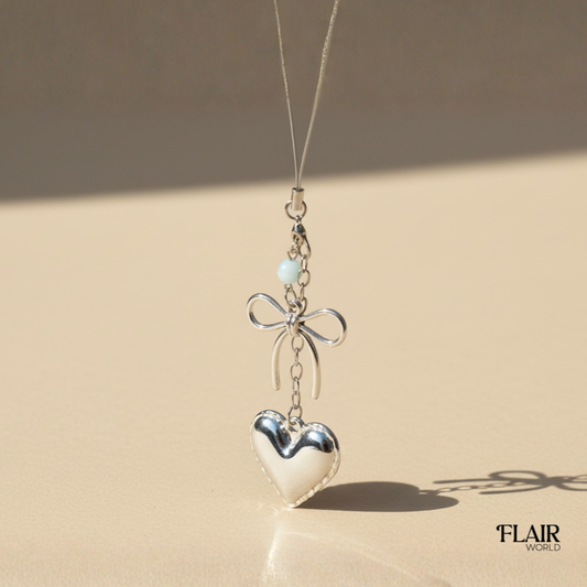 Silver Heart Bag Charm