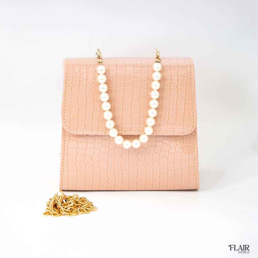 Pearl Hand Bag Peach